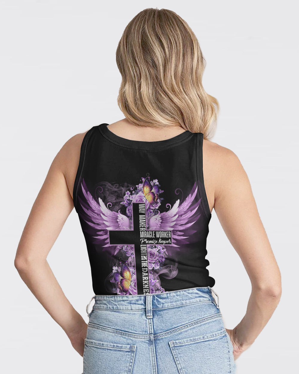 Way Maker Miracle Worker Purple Rose Women's Christian Tanks