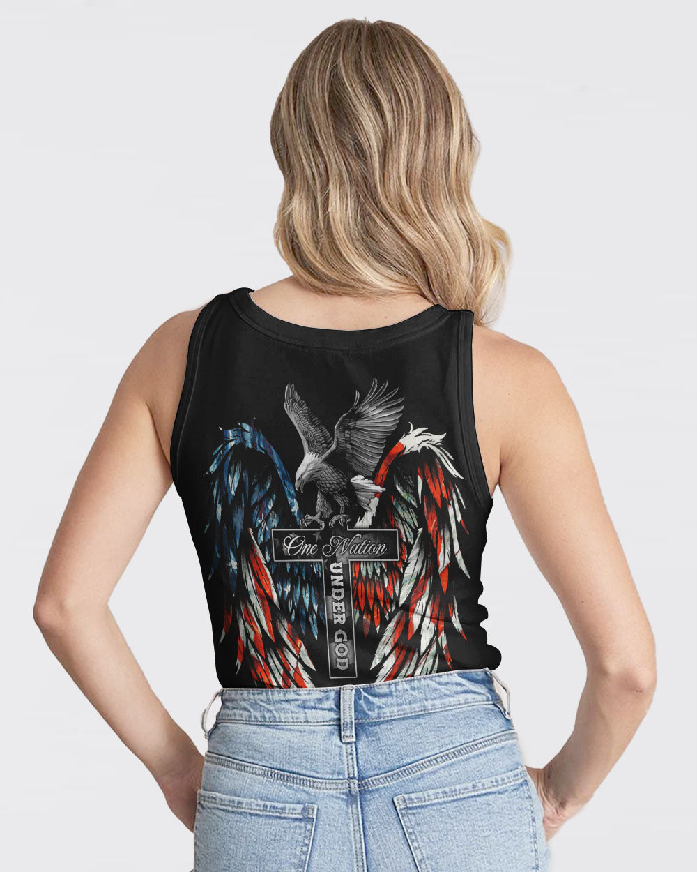 One Nation Under God Painting Women's Christian Tanks