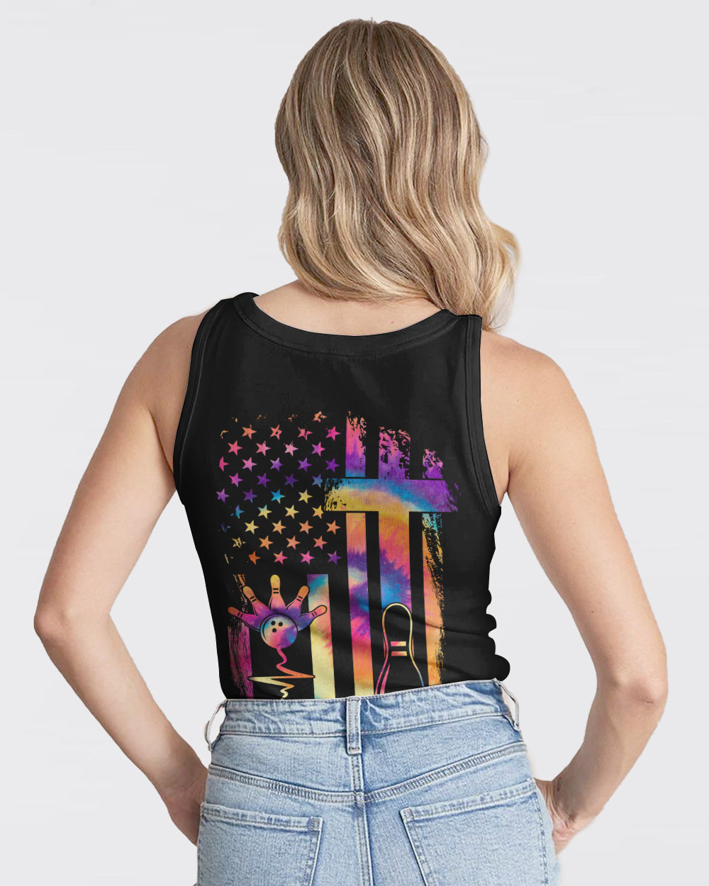 Faith Bowling Tie Dye Flag Women's Christian Tanks