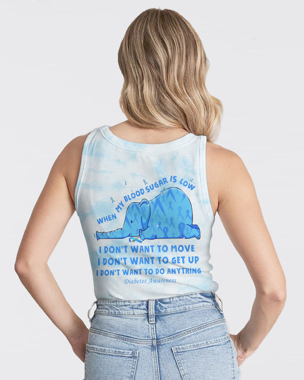 When My Blood Sugar Is Low Elephant Ribbon Women's Diabetes Awareness Tanks