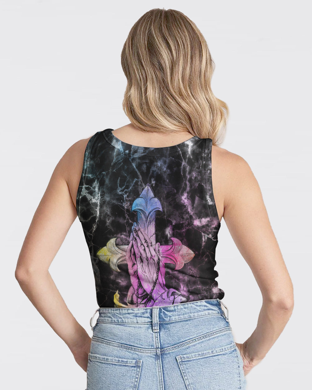 Blessed Cross Hand Colorful Women's Christian Tanks