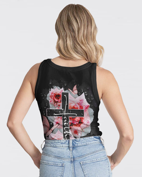 Drop Water Rose Cross Faith Women's Christian Tanks