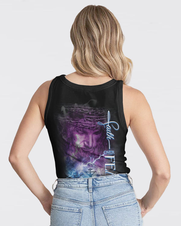 Faith Over Fear Jesus Galaxy Sky Women's Christian Tanks