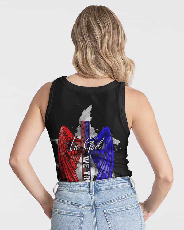 In God We Trust Police Firefighter Wings Women's Christian Tanks