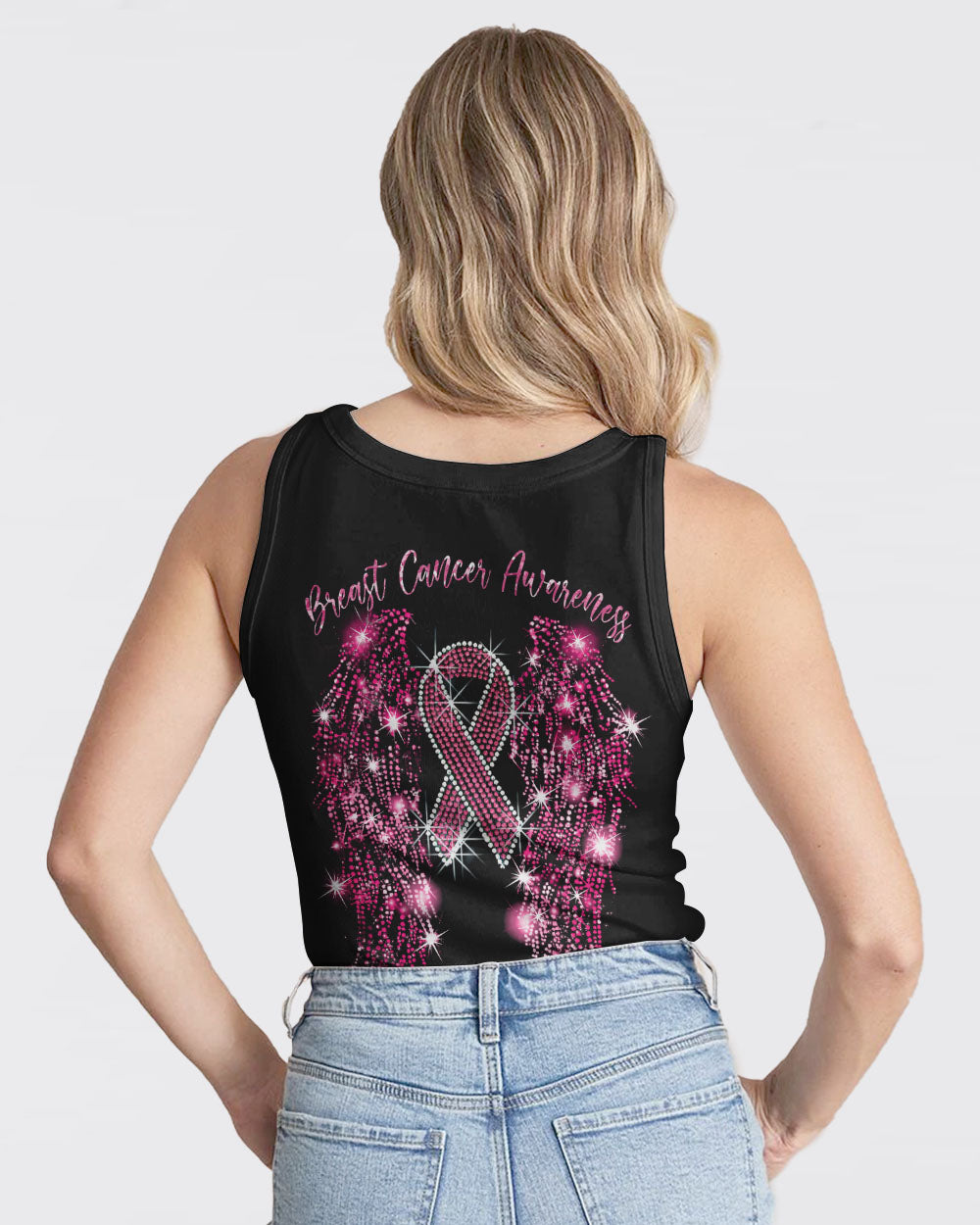 Sparkle Wings Pink Ribbon Women's Breast Cancer Awareness Tanks