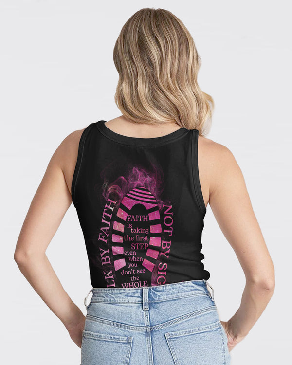 Walk By Faith Not By Sight Smoke Women's Breast Cancer Awareness Tanks