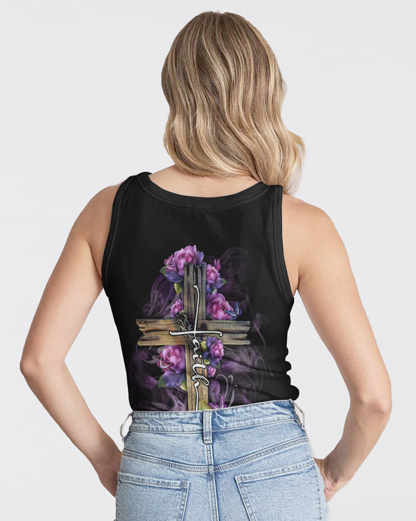 Faith Rose Wood Cross Smoke Women's Christian Tanks