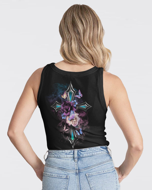 Faith Cross Floral Butterfly Women's Christian Tanks