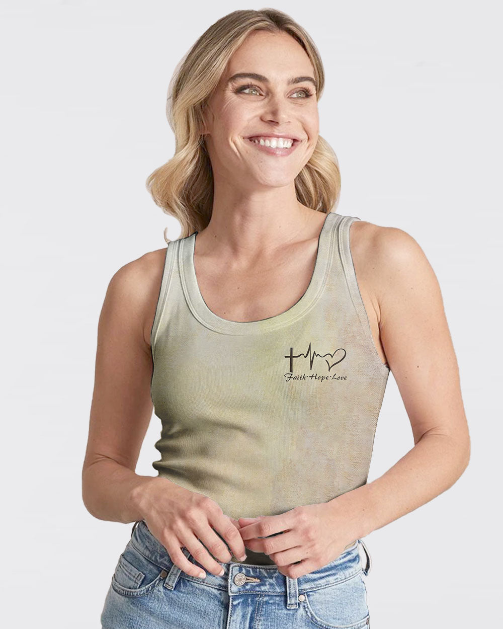 Jesus Watercolor Painting Women's Christian Tanks