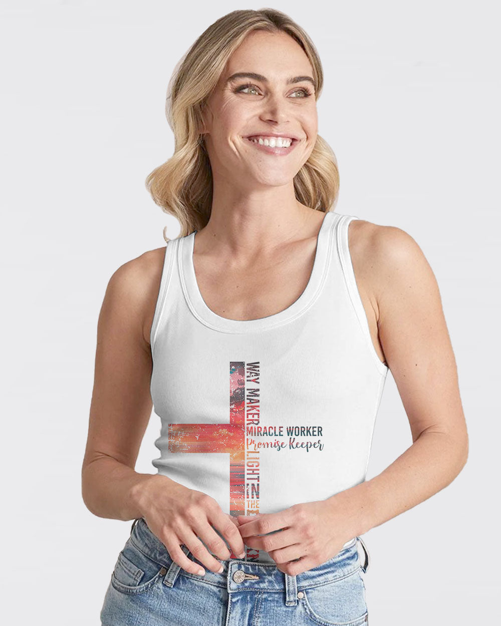 Faith Over Fear Painting Beach Flag Women's Christian Tanks