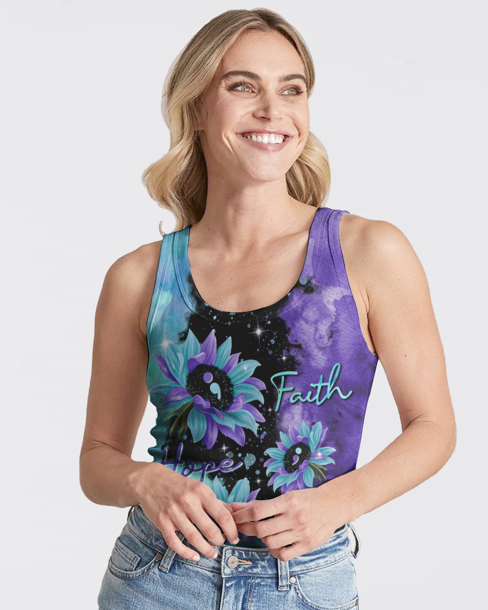 Faith Hope Love Sunflower Galaxy Women's Christian Tanks