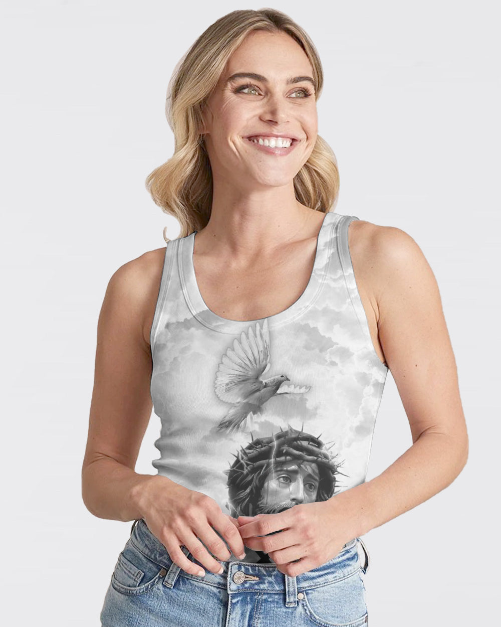 Miracle Worker Promise Keeper Light In The Darkness White Black Cross Women's Christian Tanks