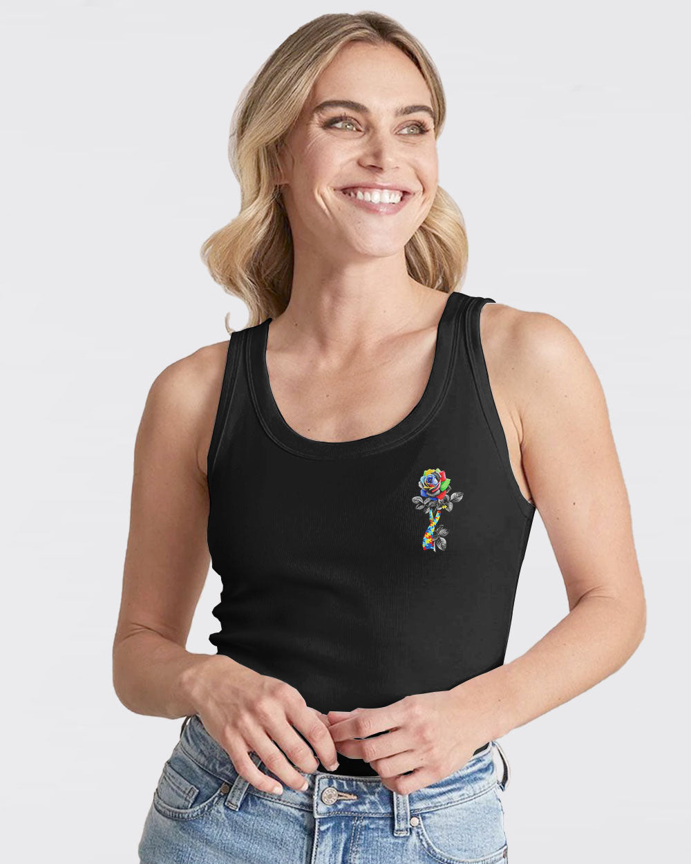 Accept Understand Love Rose Women's Autism Awareness Tanks