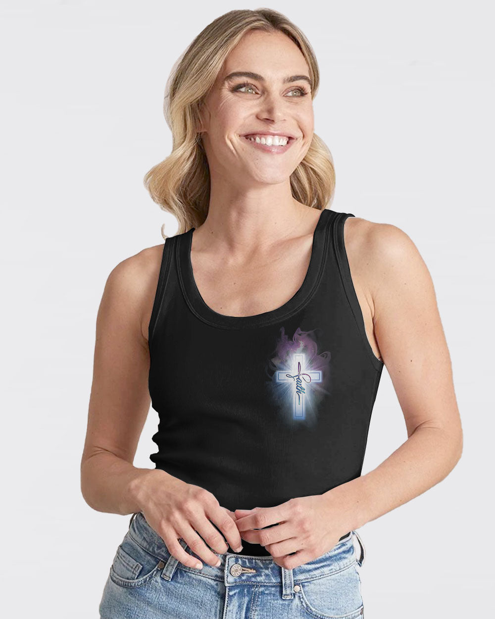 Faith Over Fear Jesus Galaxy Sky Women's Christian Tanks