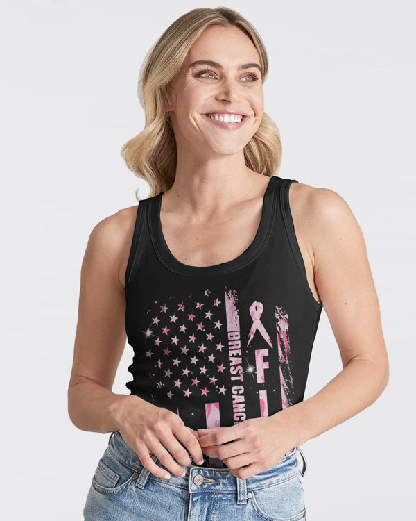 Fight Ribbon Pattern Flag Women's Breast Cancer Awareness Tanks