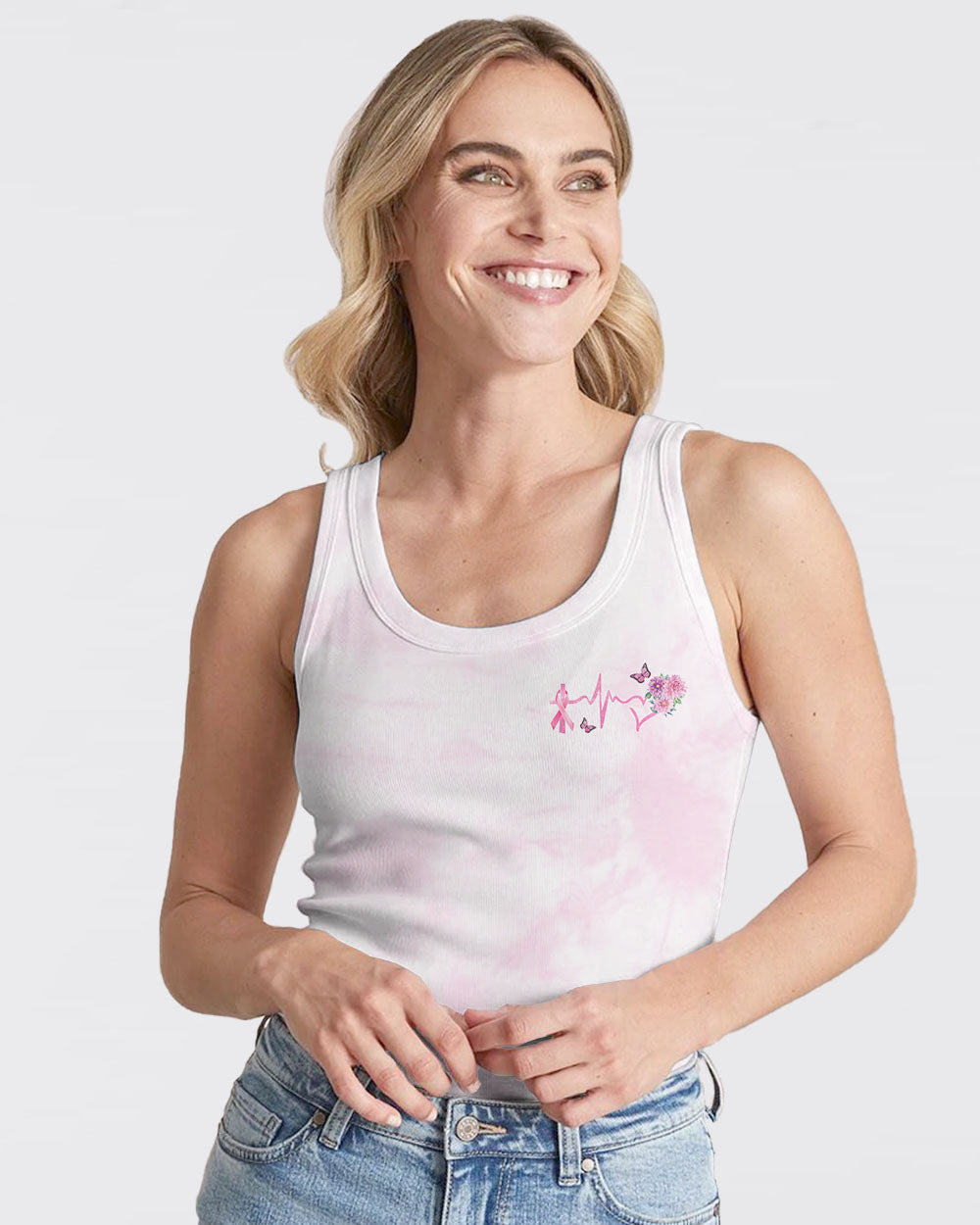 Butterfly Flower Cross Ribbon Women's Breast Cancer Awareness Tanks