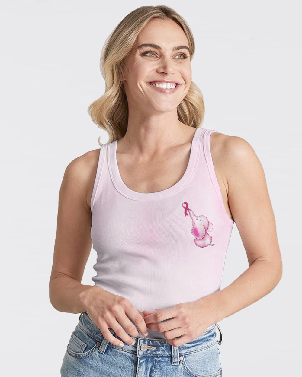 Never Give Up Rose Elephant Women's Breast Cancer Awareness Tanks