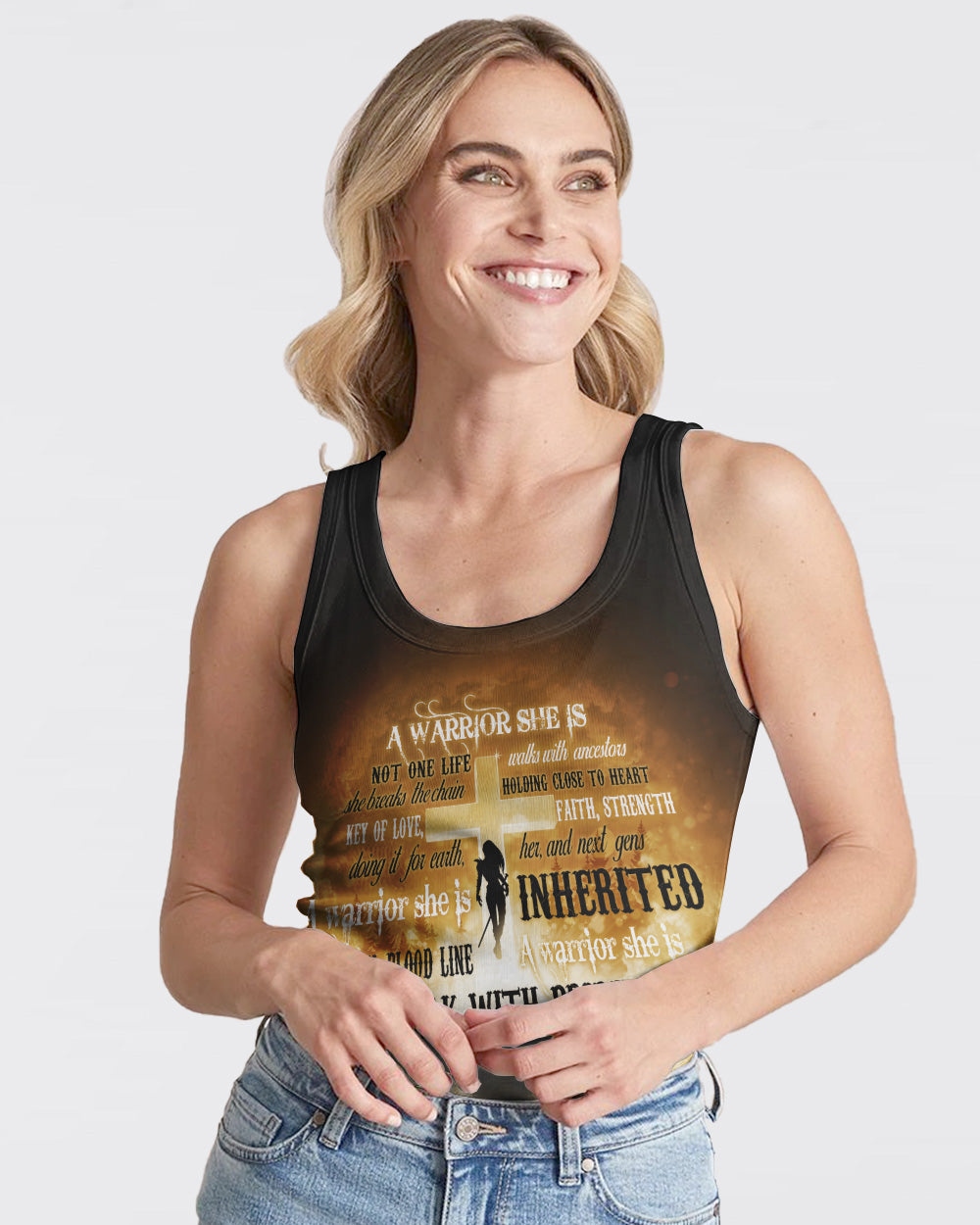 A Warrior She Is Not One Life Cross Heaven Walks With Ancestors Women's Christian Tanks