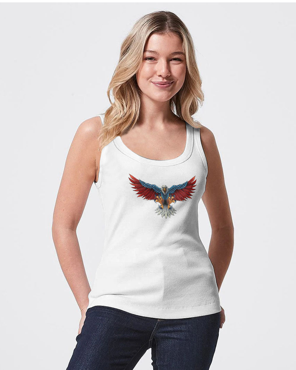 Back The Brave Eagle Flag Women's Christian Tanks