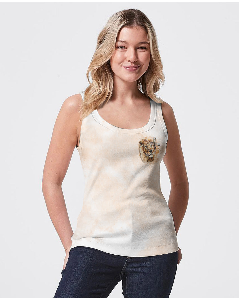 I Would Rather Stand With God Painting Lion Women's Christian Tanks