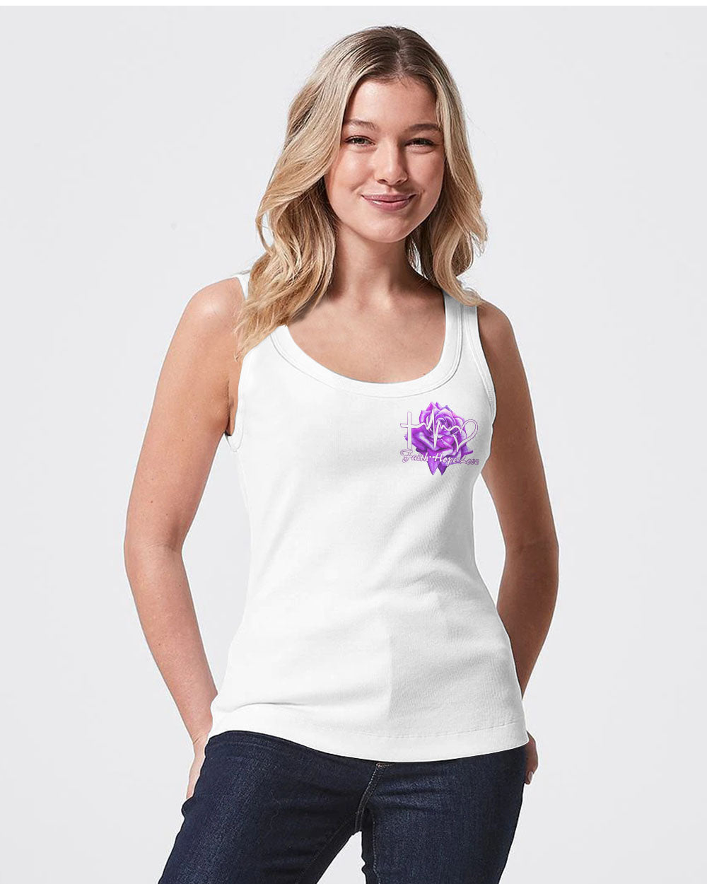 Faith Purple Rose Cross Butterfly Women's Christian Tanks