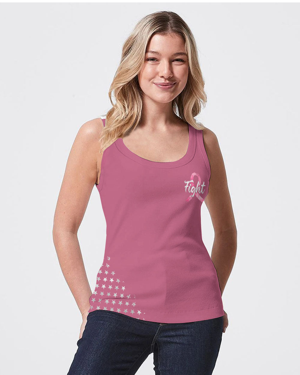 Fight Ribbon Silver Galaxy Flag Women's Breast Cancer Awareness Tanks