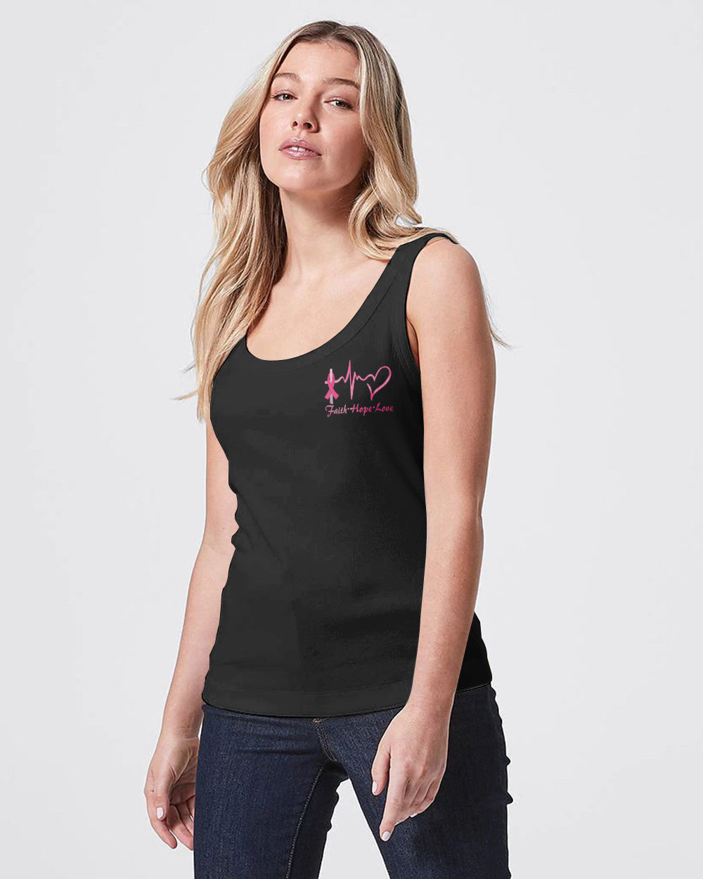 I Wasn't Given A Choice Half Wings Pink Ribbons Women's Breast Cancer Awareness Tanks