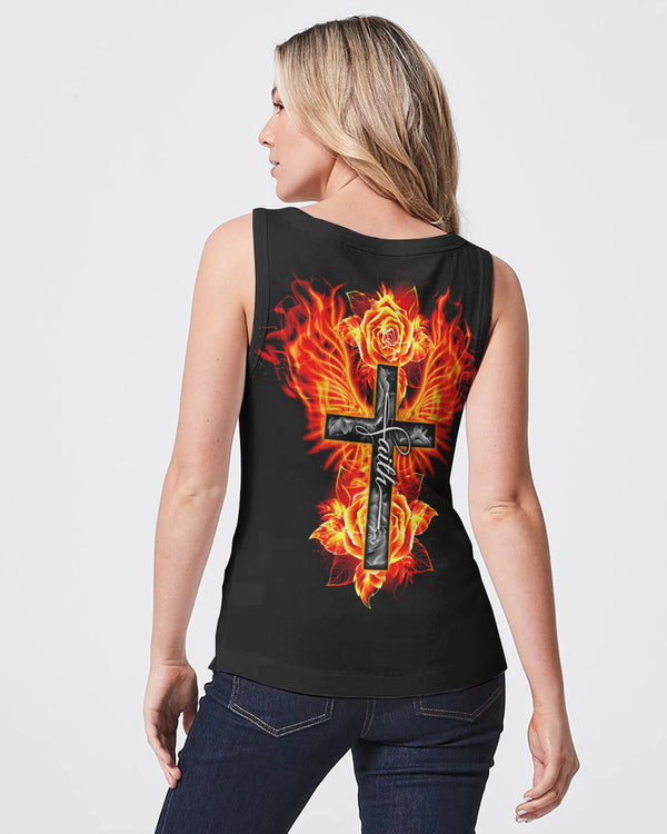 Fire Rose Wings Cross Faith Women's Christian Tanks