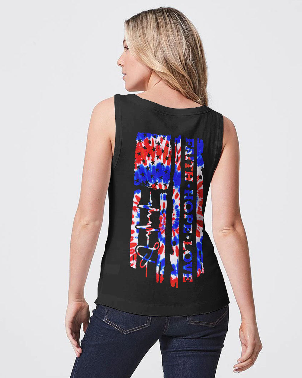 Faith Hope Love Tie Dye Flag Women's Christian Tanks