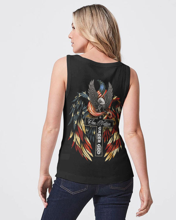 One Nation Under God New Version American Flag Women's Christian Tanks