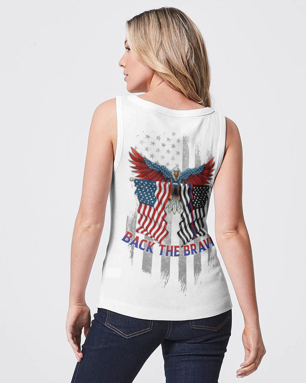 Back The Brave Eagle Flag Women's Christian Tanks