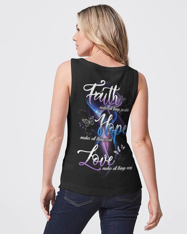 Faith Hope Love Butterfly Abstract Women's Christian Tanks