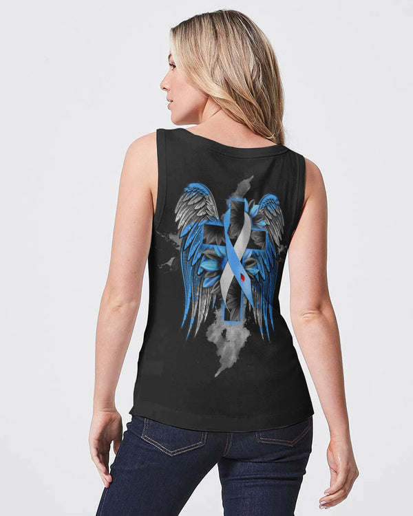Wings Cross Sunflower Ribbon Women's Diabetes Awareness Tanks