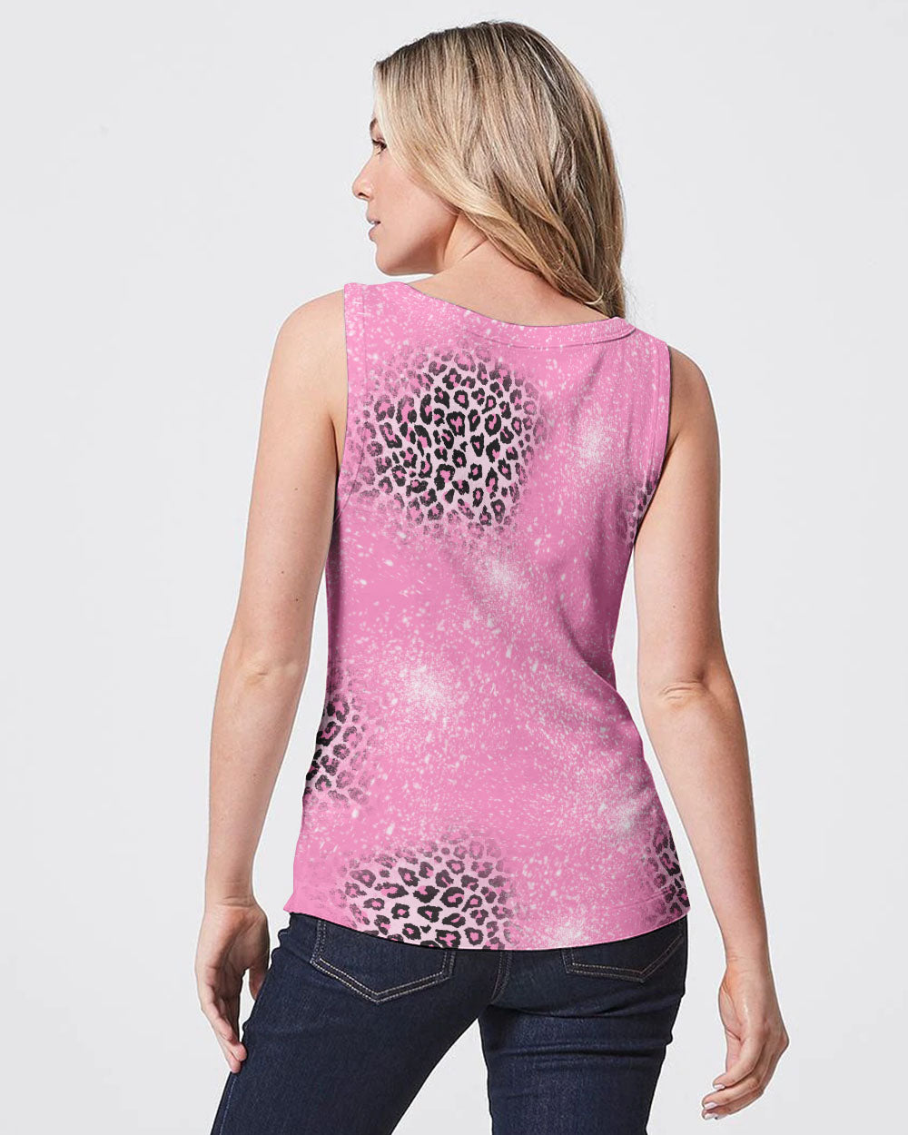 Pink Leopard Tackle Cancer Women's Breast Cancer Awareness Tanks