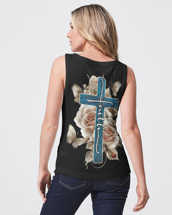 Rose Light Faith Cross Women's Christian Tanks