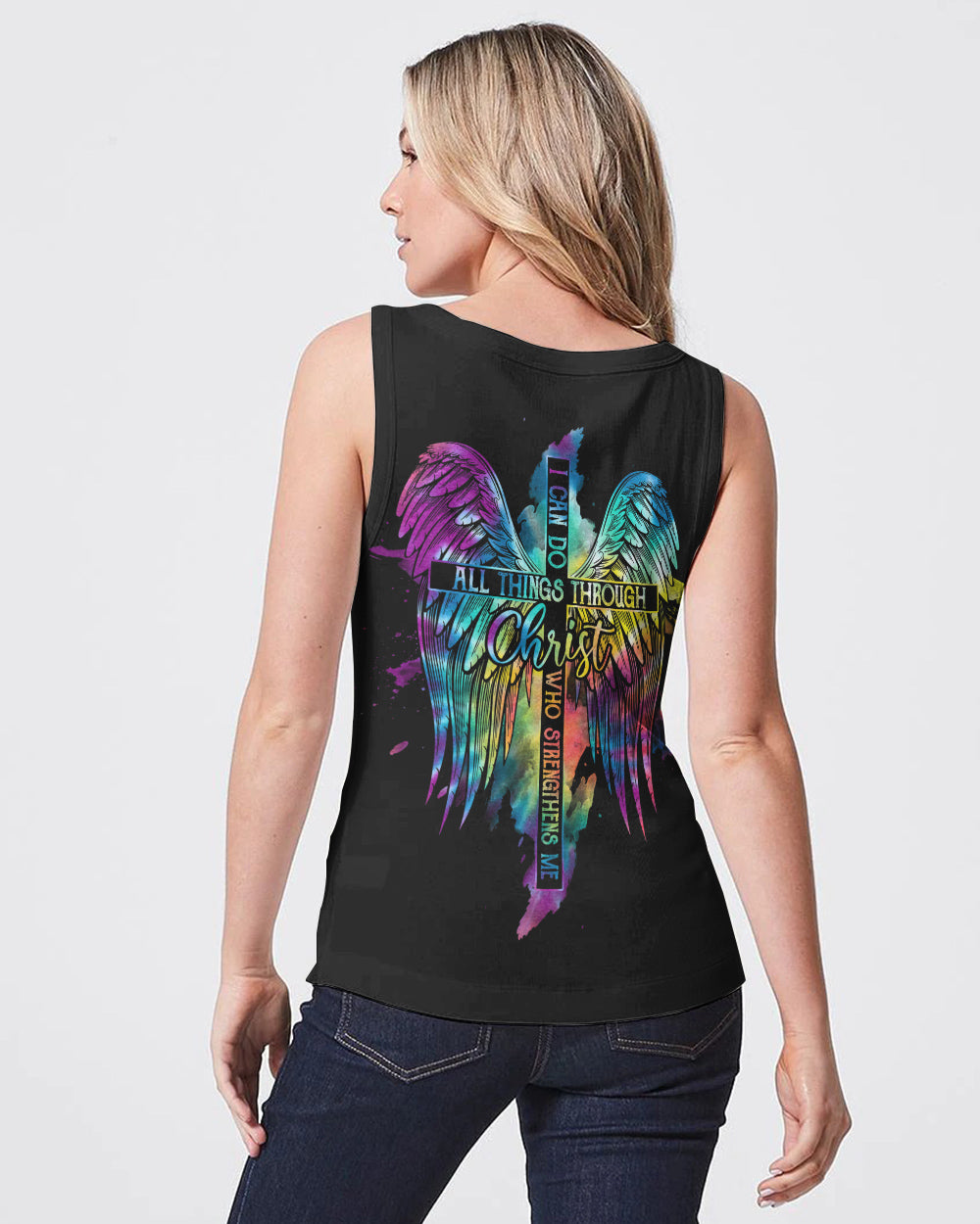 I Can Do All Things Wings Colorful Women's Christian Tanks