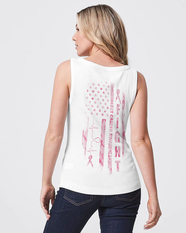 Pink Flag Ribbon Heart Beat Women's Breast Cancer Awareness Tanks