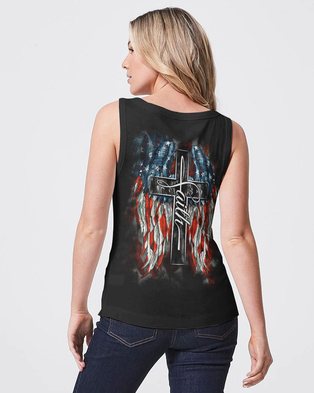 Flag Faith Wings Cross Women's Christian Tanks