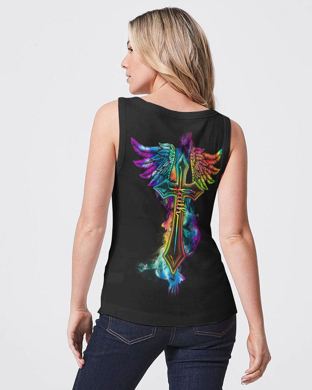 Faith Colorful Wings Cross Smoke Women's Christian Tanks