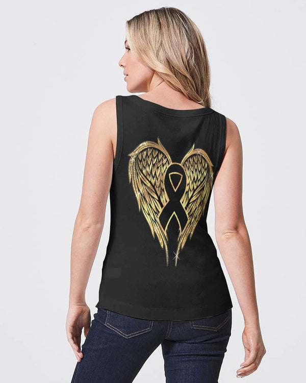 Wings Ribbon Glitter Women's Childhood Cancer Awareness Tanks