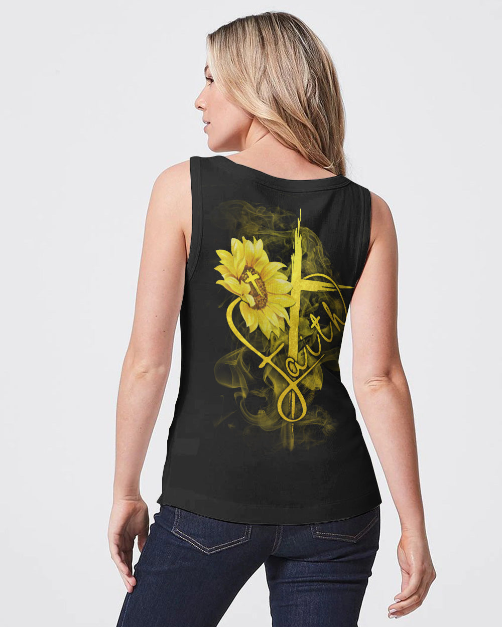 Sunflower Heart Cross Smoke Women's Christian Tanks