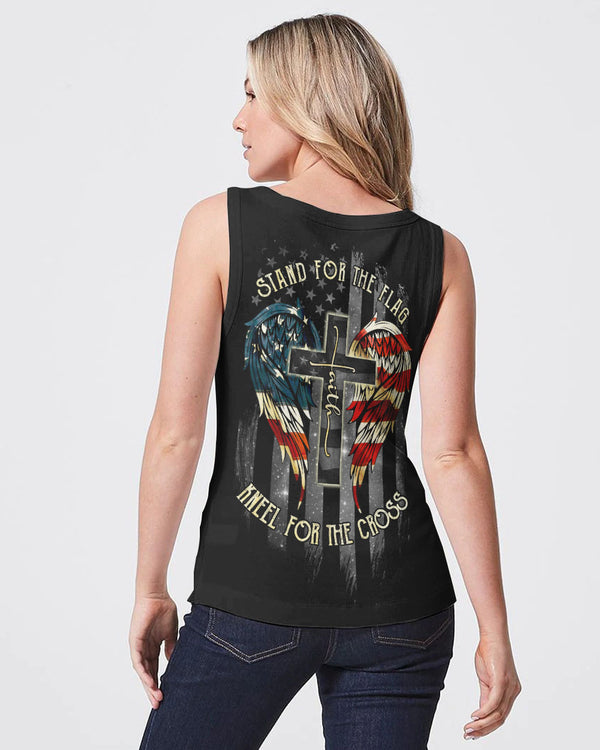 Stand For The Flag Kneel For The Cross Women's Christian Tanks