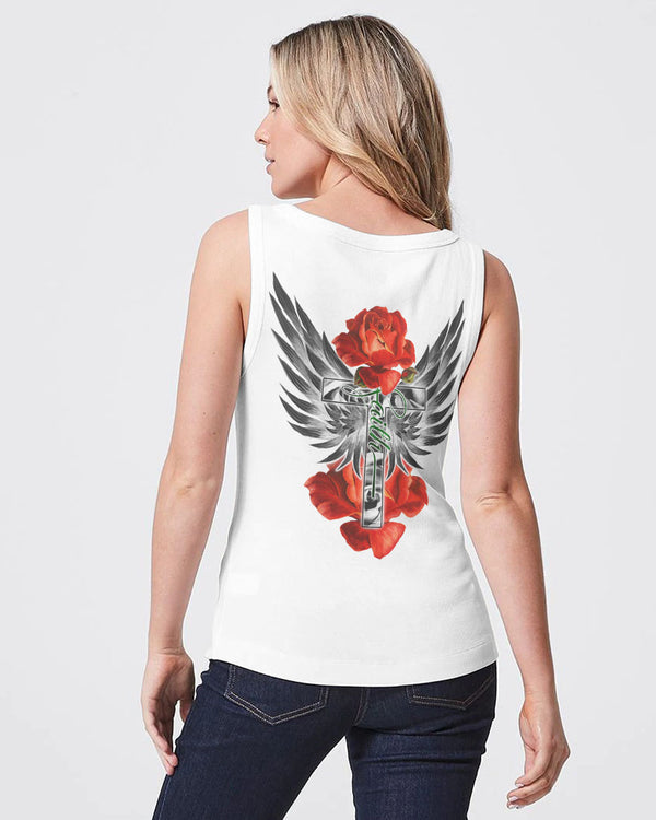 Red Rose Faith Wings Cross Women's Christian Tanks