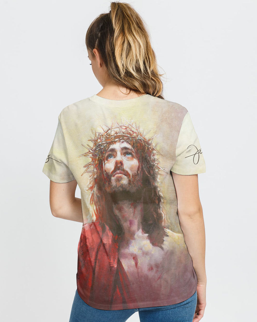 Jesus Watercolor Painting Women's Christian Tshirt