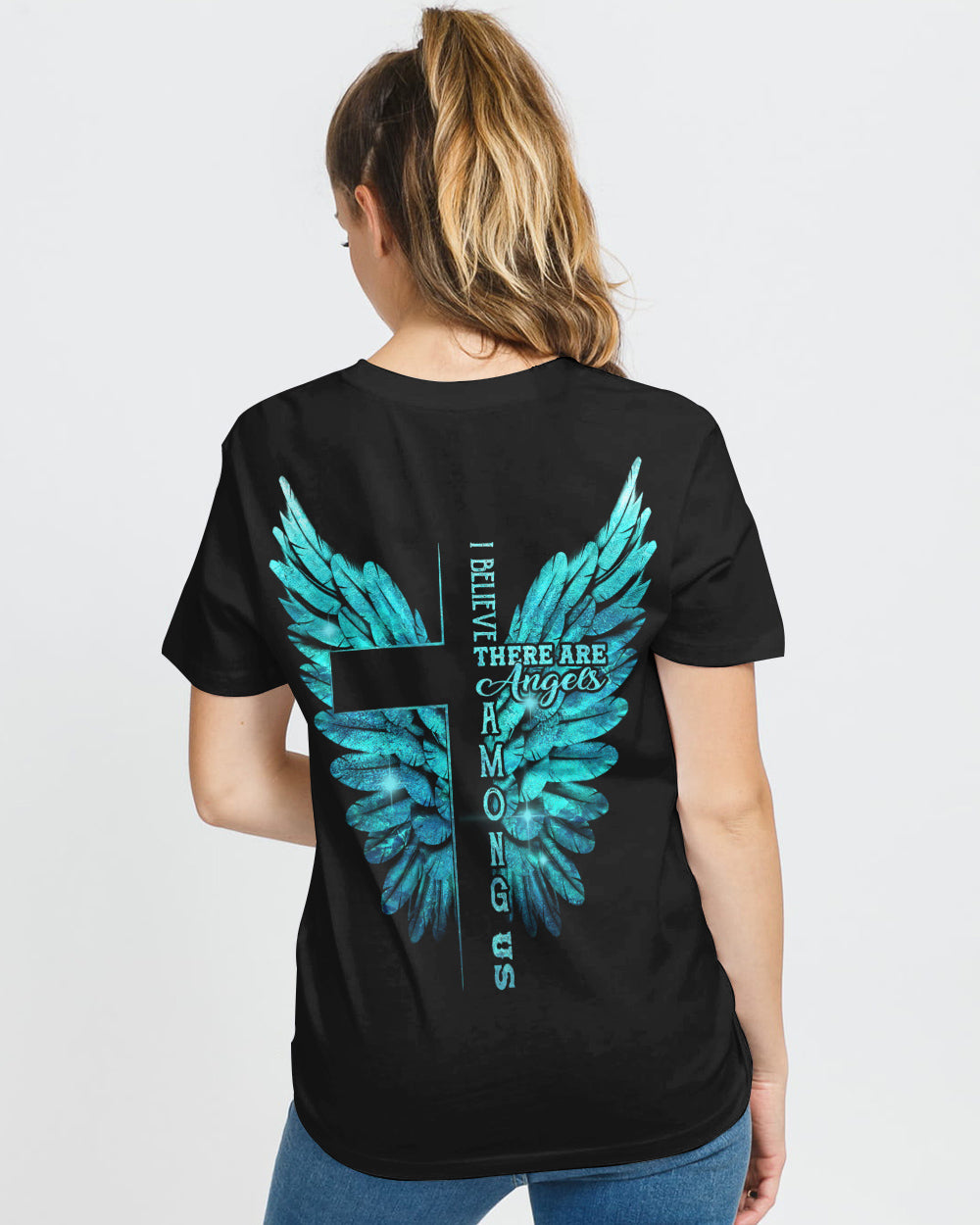 I Believe There Are Angles Among Us Wings Women's Christian Tshirt
