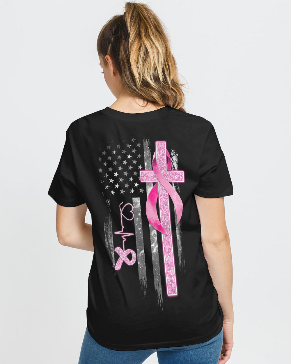 I Wear Pink For My Mom Women's Breast Cancer Awareness Tshirt