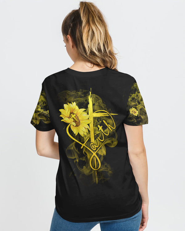 Sunflower Heart Cross Smoke Women's Christian Tshirt