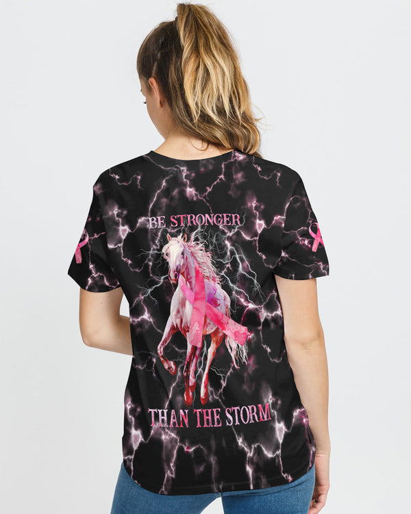 Be Stronger Than The Storm Horse Women's Breast Cancer Awareness Tshirt