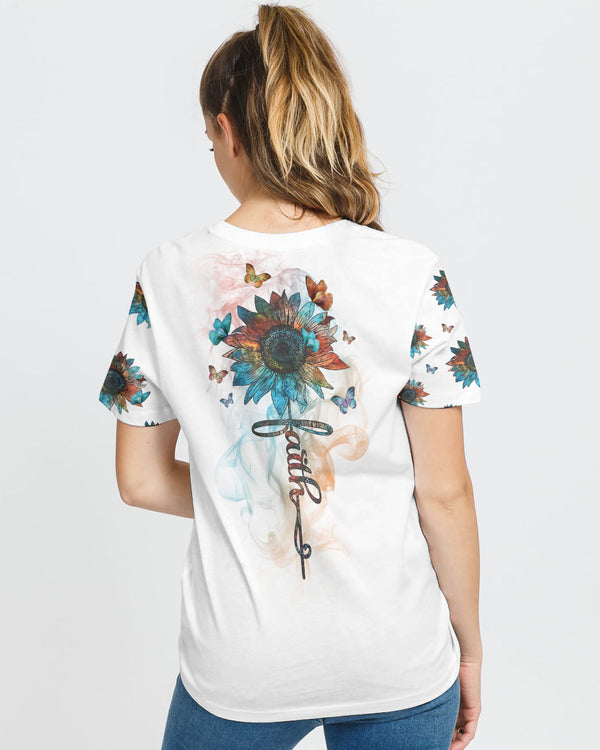 Sunflower Faith Butterfly Women's Christian Tshirt