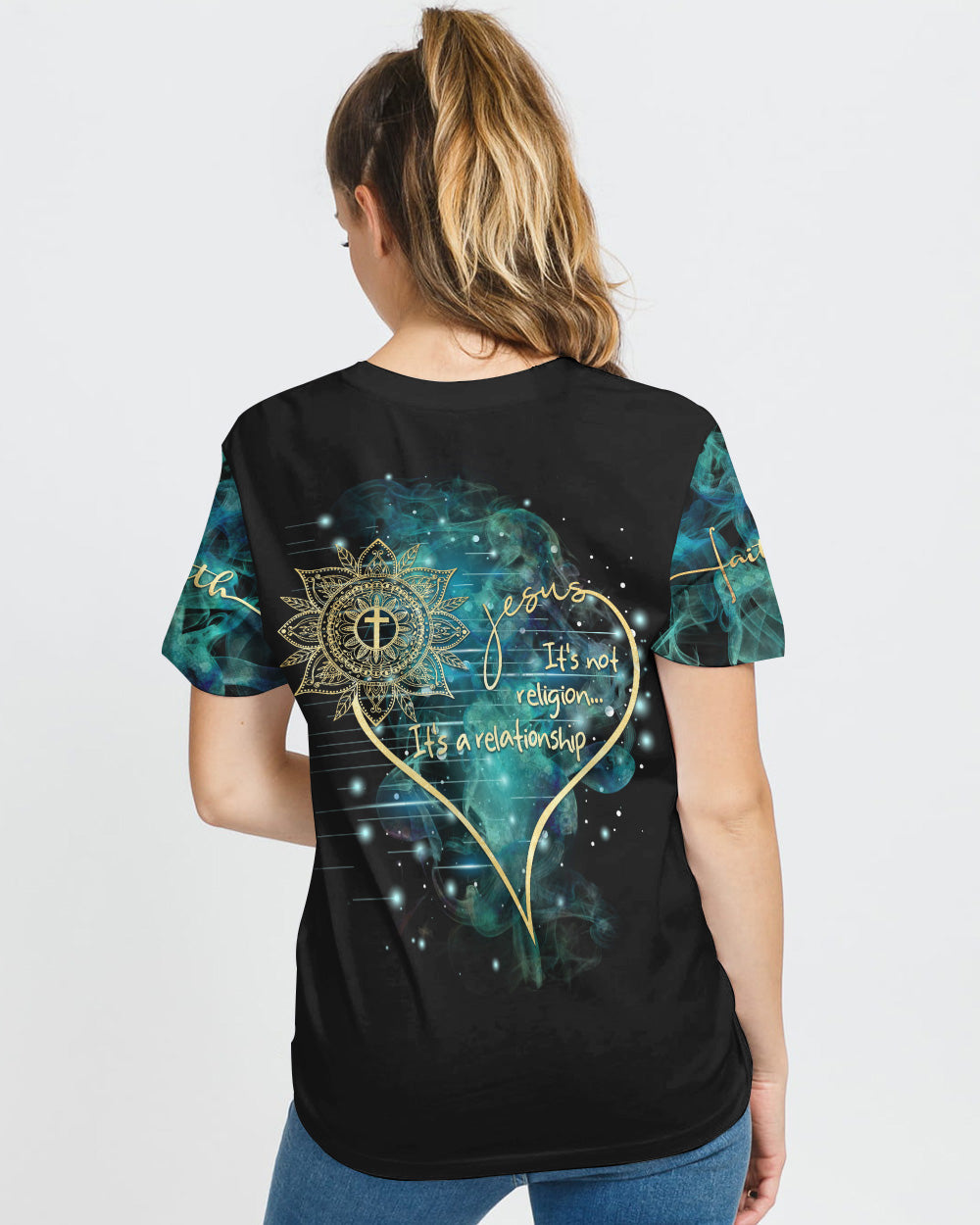 Jesus It's Not Religion It's A Relationship Mandala Women's Christian Tshirt